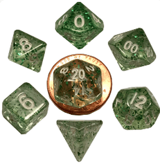 FanRoll Dice (MDG): 7 Set Polyhedral 10mm Mini Ethereal Green 4205